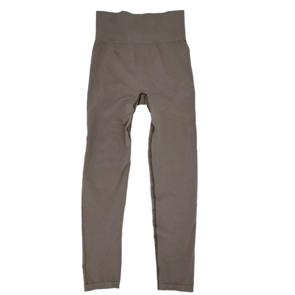 Tala Leggings Size Medium Taupe Brown Back Logo Detail Seamless Gym Crossfit